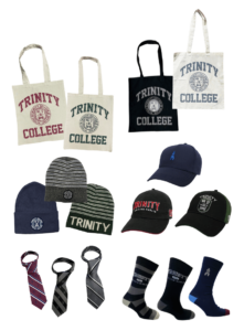 Trinity College accessories. Tote bags, hats, ties, socks